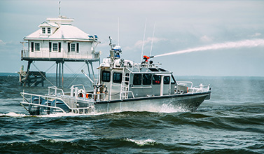 Silver Ships East Hampton fire boat in action