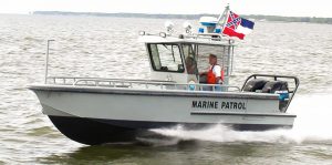 Silver Ships Endeavor Series marine patrol boat on Mississippi River