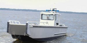 Silver Ships Explorer Vessel police boat with bow gate